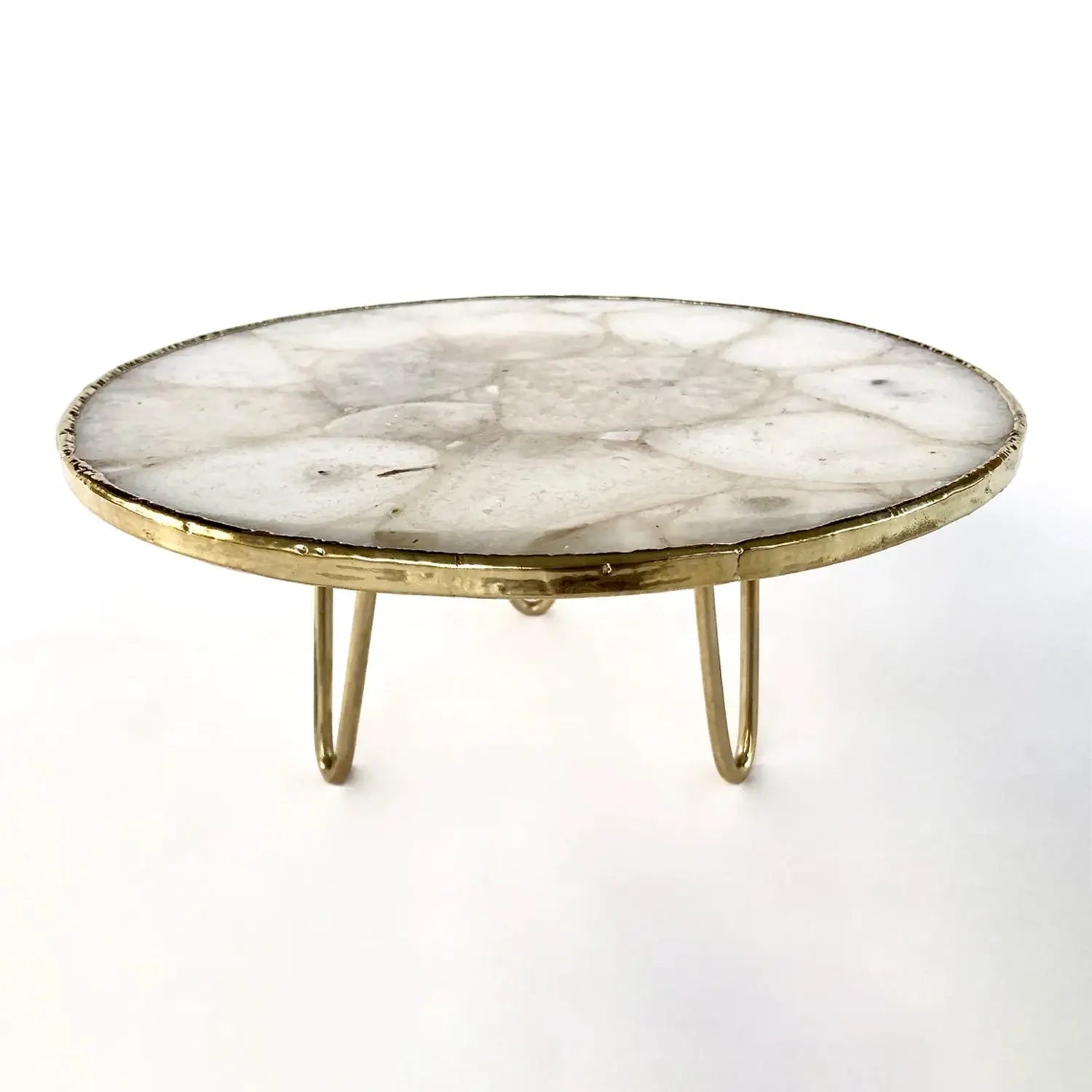 White Crystal Agate Cake Stand/Centrepiece/Display Stand/Tray 10" Round The Tangerine Store