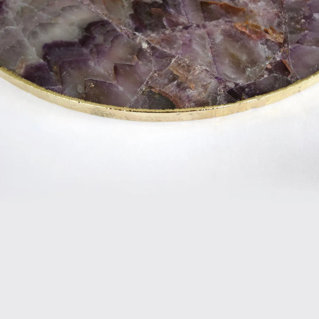 Amethyst Agate Serving Tray With Brass Handles | Circular The Tangerine Store