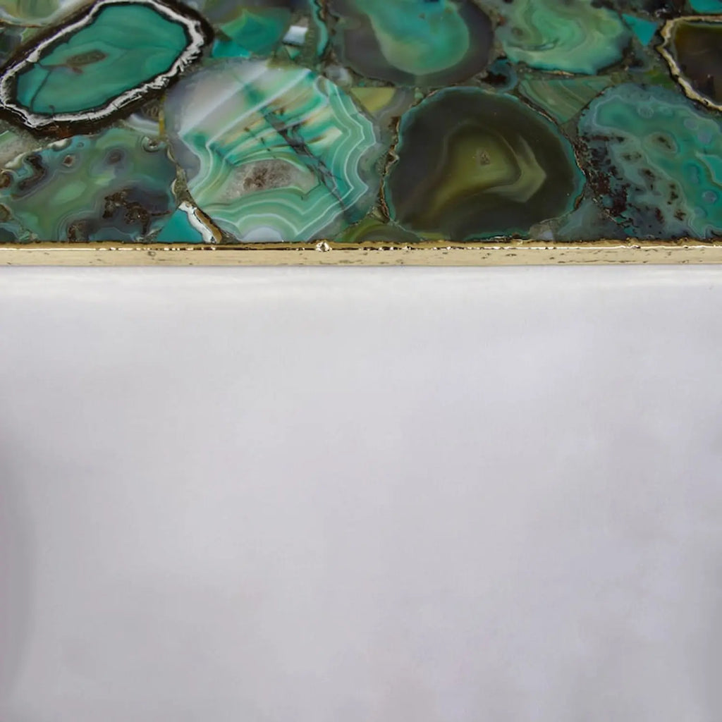 Light Green Agate Serving Tray With Brass Handles | Square The Tangerine Store