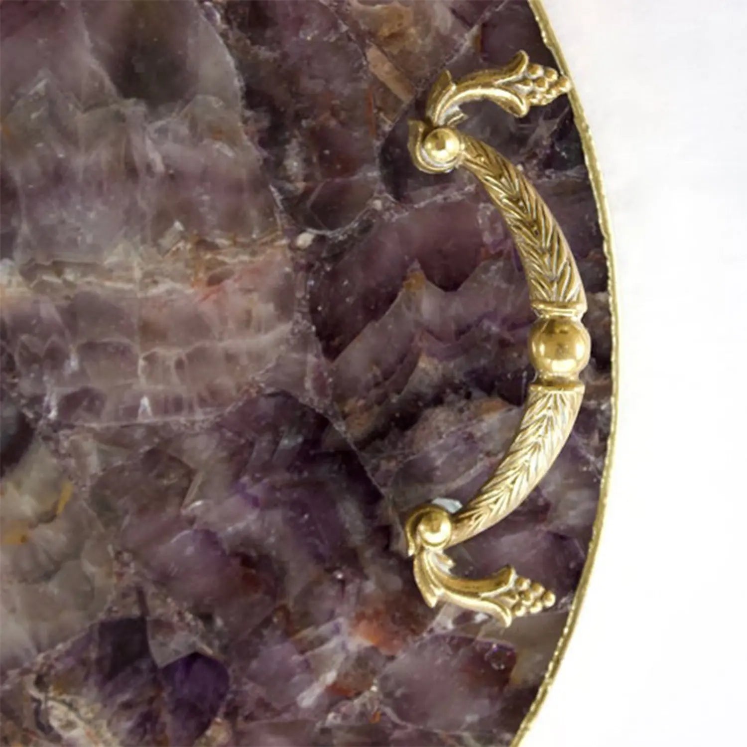 Amethyst Agate Serving Tray With Brass Handles | Circular The Tangerine Store