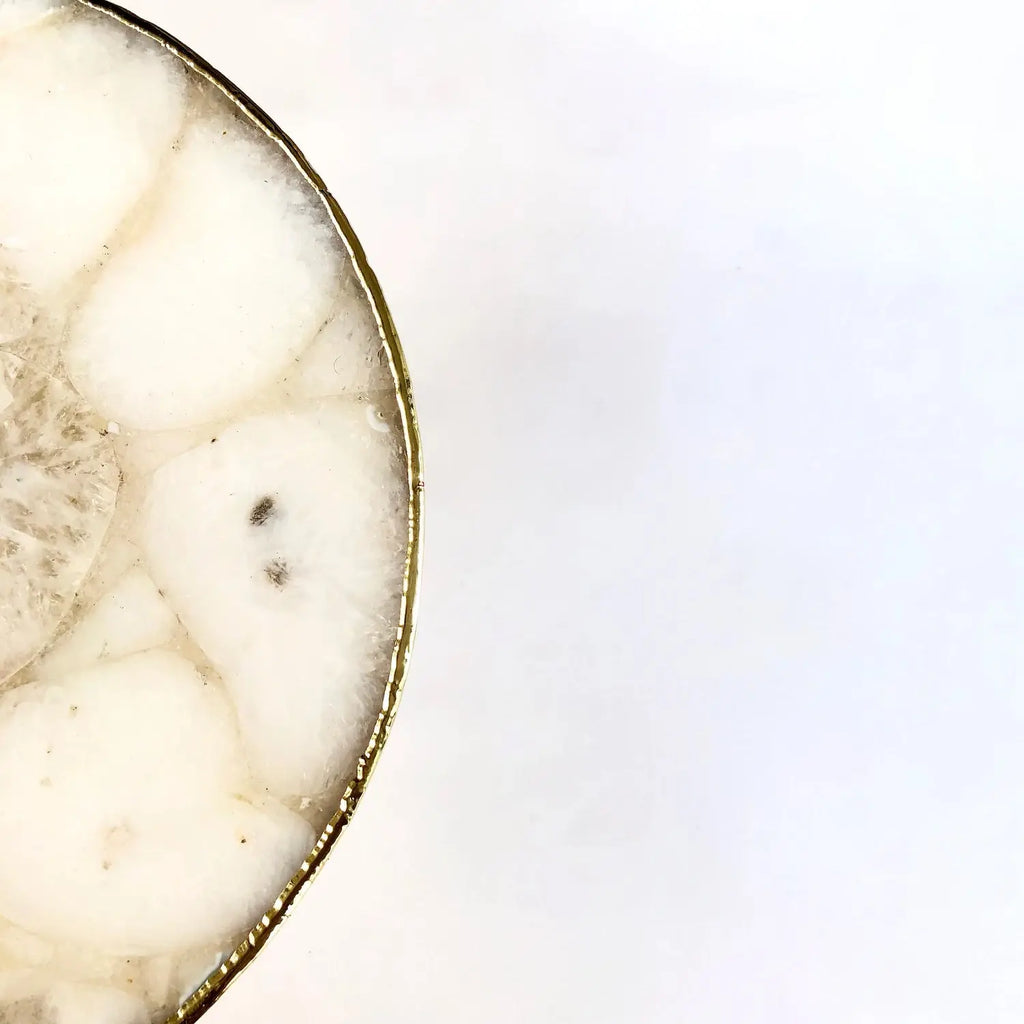 White Crystal Agate Cake Stand/Centrepiece/Display Stand/Tray 10" Round The Tangerine Store