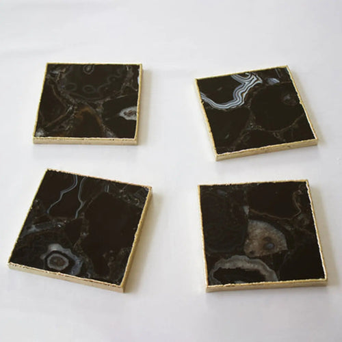 Black Agate - Set of 4 Large Square Coasters | Personalised Momentos The Tangerine Store