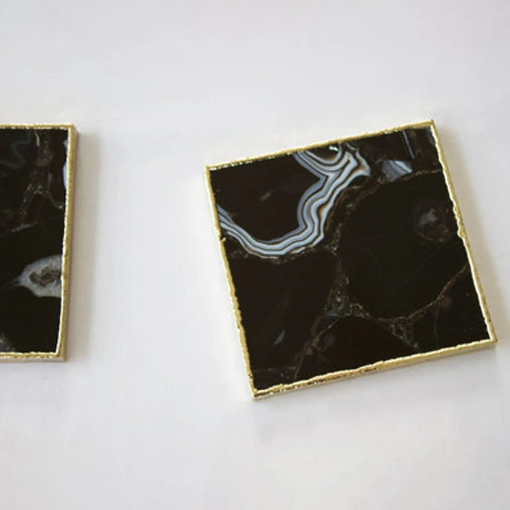 Black Agate - Set of 4 Large Square Coasters | Personalised Momentos The Tangerine Store