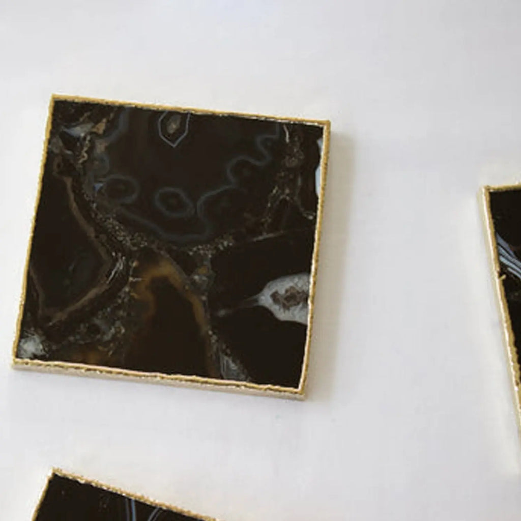 Black Agate - Set of 4 Large Square Coasters | Personalised Momentos The Tangerine Store