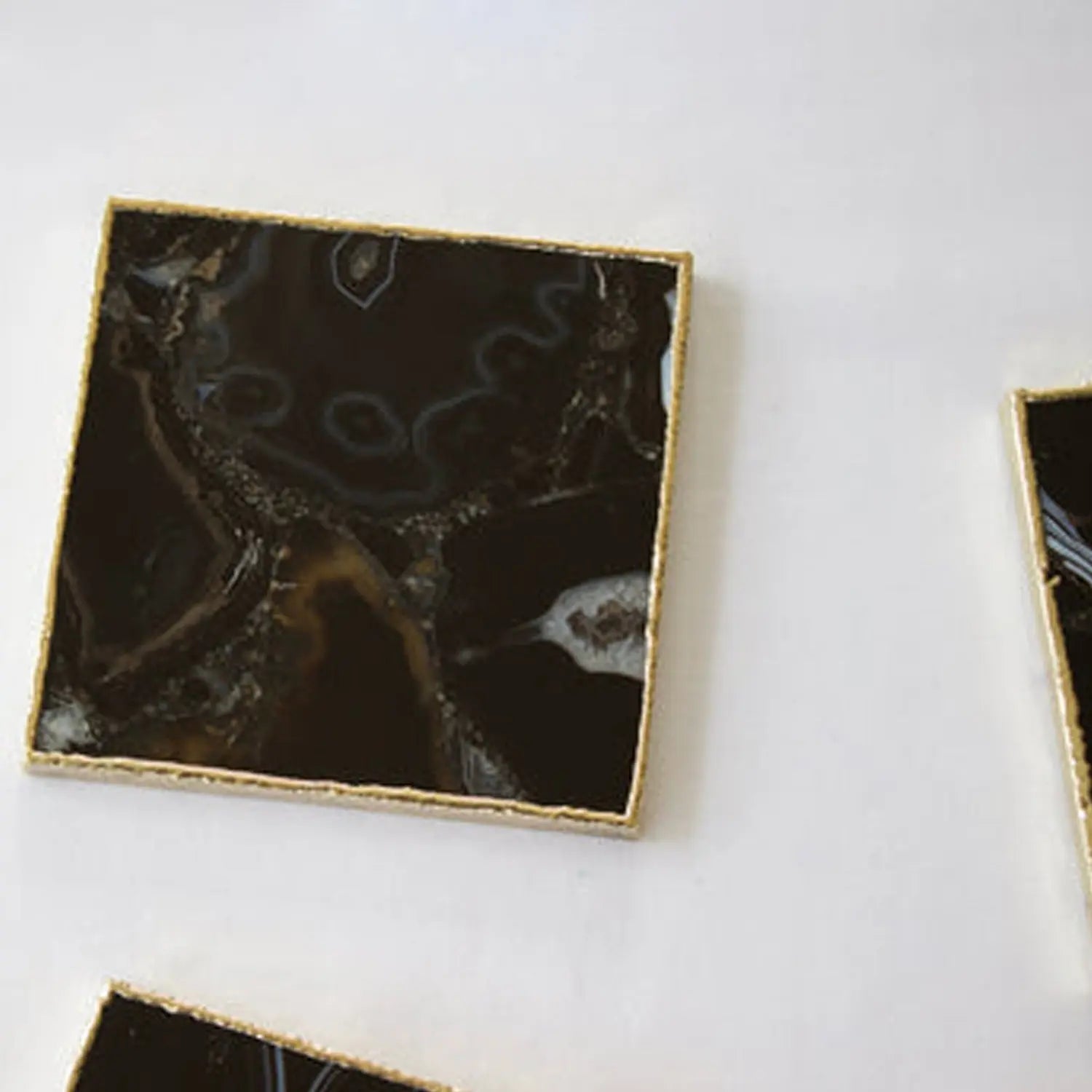 Black Agate - Set of 4 Large Square Coasters | Personalised Momentos The Tangerine Store