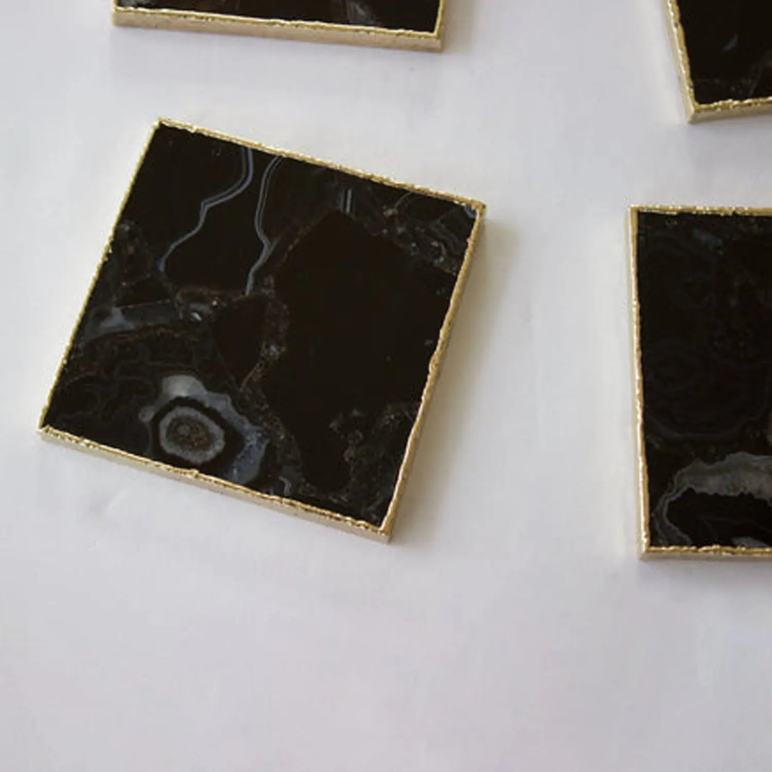 Black Agate - Set of 4 Large Square Coasters | Personalised Momentos The Tangerine Store